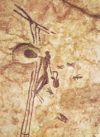 A painting of the ladder of approximately ten thousand years old is present in a rock at the Spider Cave