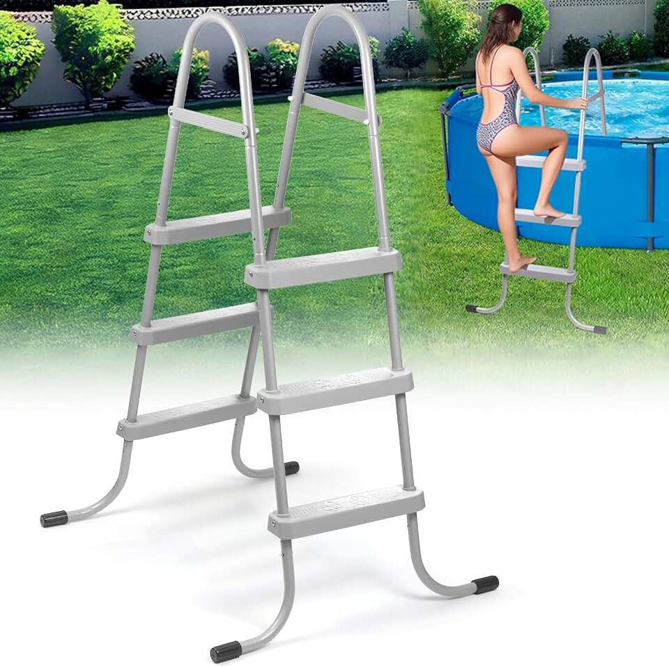Three-Step 42-Inch Steel Frame Above Ground Pool Ladder