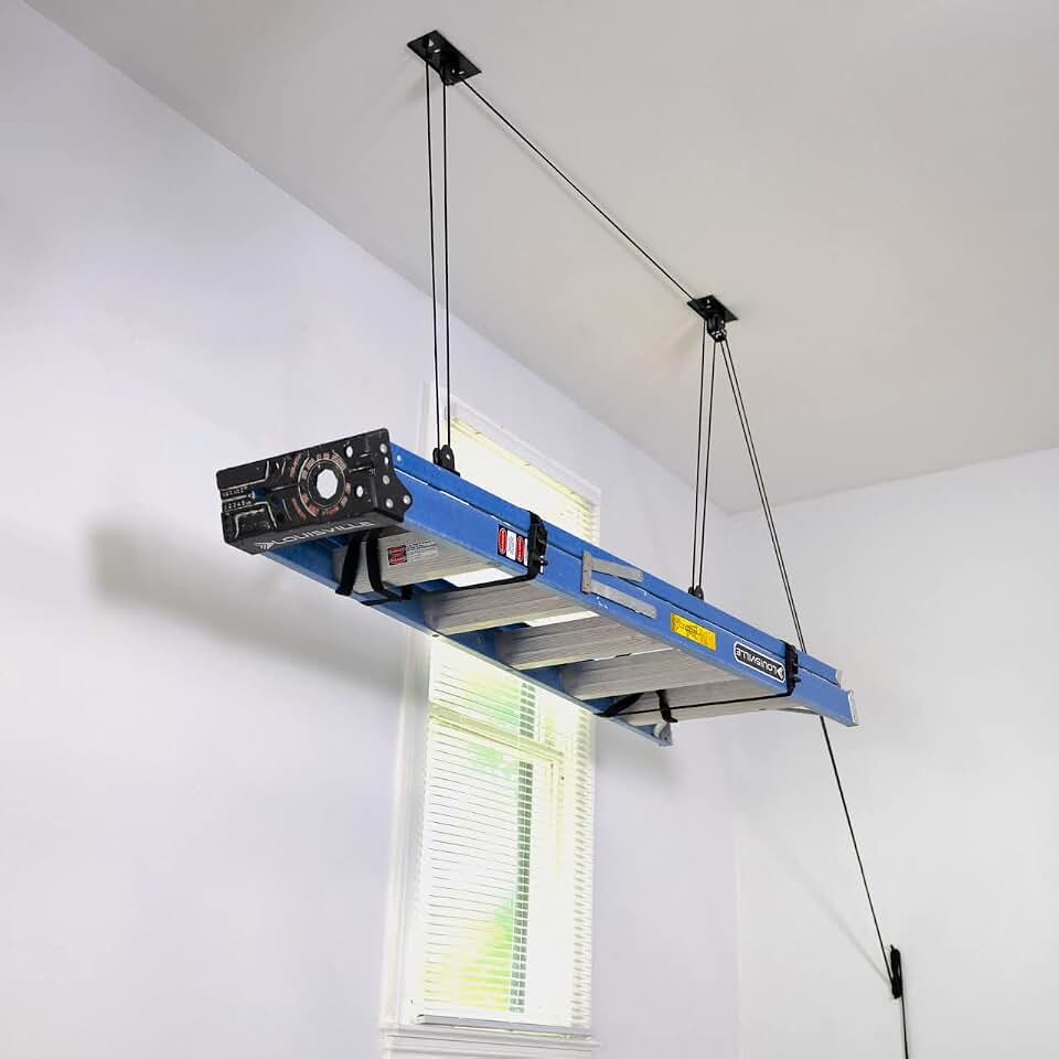 StoreYourBoard Ladder Storage Ceiling Pulley System