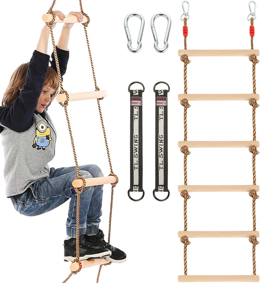 6.5 ft Wooden Rope Ladder for Kids