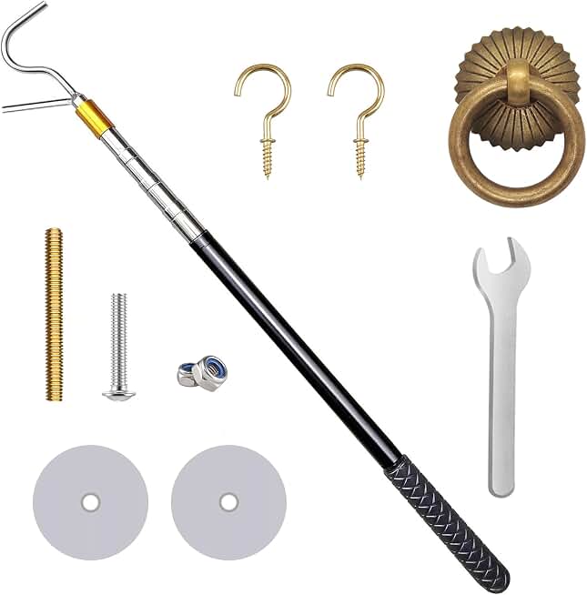 60-Inch Attic Pull-Down Hook with Copper Door Ring