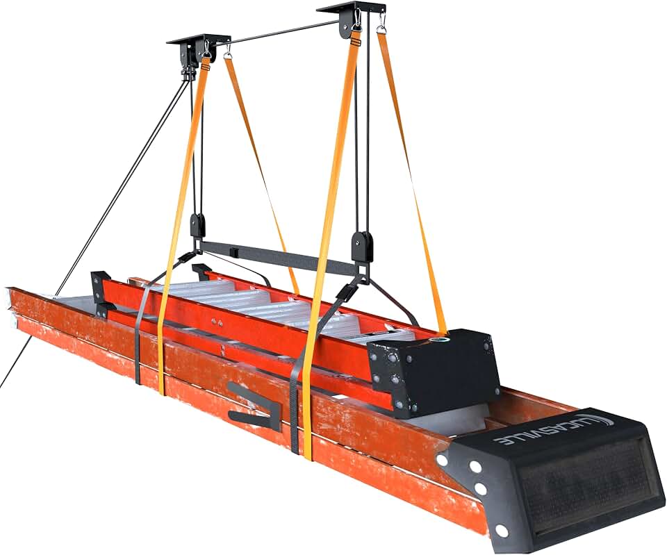 Ceiling Ladder Hoist Pulley System, 150 lb